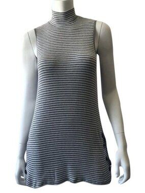 Cable & Gauge Mock Neck Striped Mini Dress With Side Lace-Up Detail